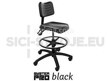 SYSTEM PRO BLACK laboratorní židle s kolečky na měkkou podlahu