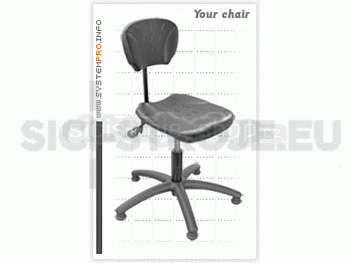 Průmyslová židle System pro Black, PUR pěna, pneumatický zdvih
