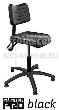 SYSTEM PRO BLACK pracovní otočná židle s kluzáky , polyuretanové sedadlo, černá podstava z poliamidu