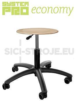 Průmyslová stolička - dřevěná, kolečka Eco2